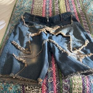 Distressed Denim Women Shorts
